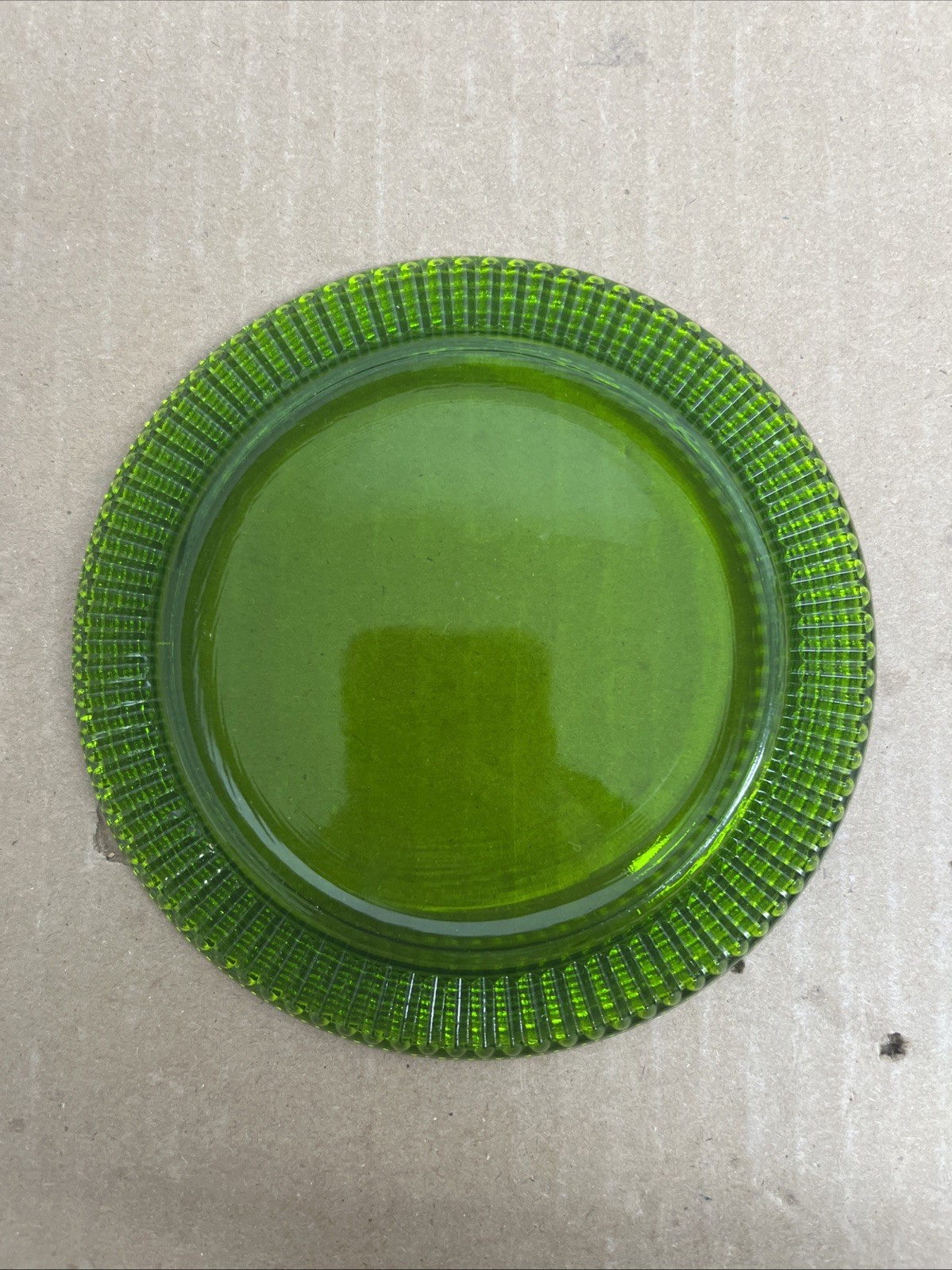Small Glass Lime Green Plate 5 1/2 Inches