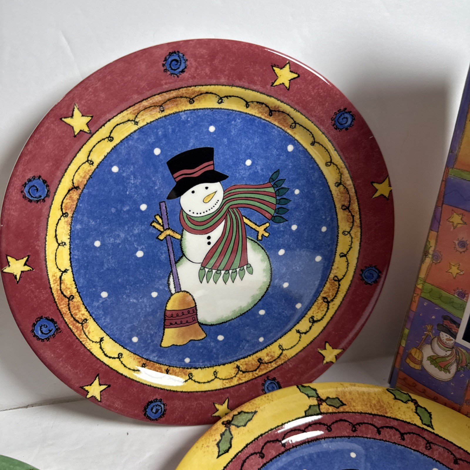 Sango The Sweet Shoppe Christmas 8 In Salad Plates Sue Zipkin Snowman Set of 4