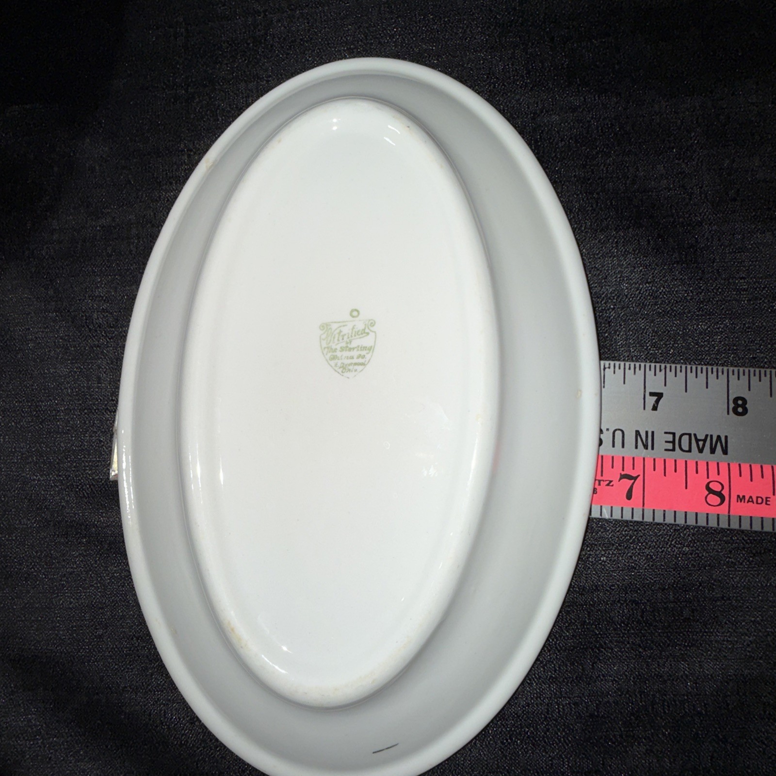 15.5” Sterling Vitrified China Restaurant Ware Green Oval Patter Plate Lot Of 3