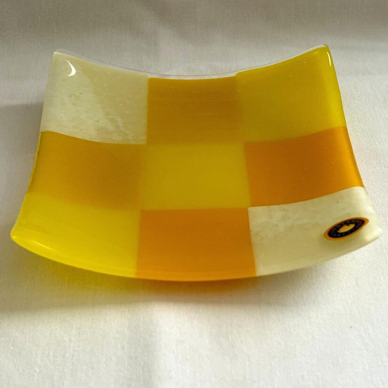 Indiana Artisan Art Glass Dish by Anna Chalos McAleese Hand Signed