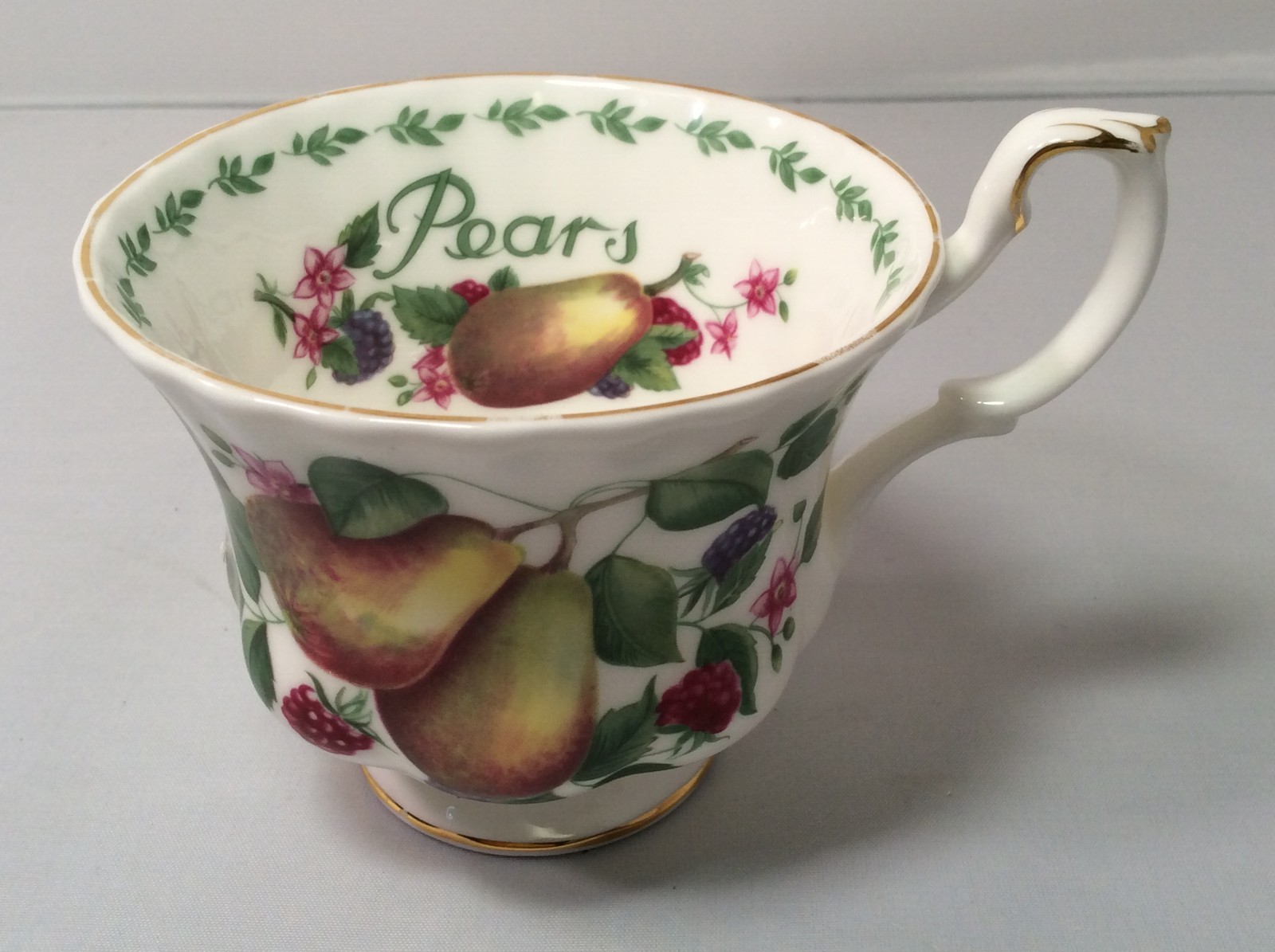 4 Fruit Royal Albert Bone China Teacups, Fruit Grapes, Peaches, Pears & Apples