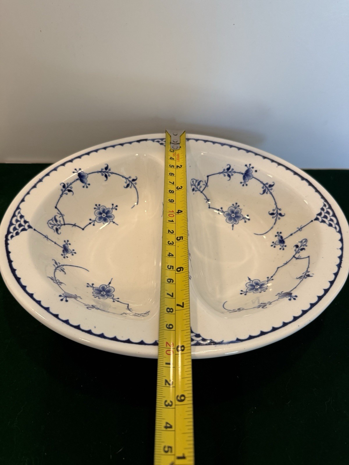 RARE Furnivals Denmark Blue Oval Divided Vegetable Bowl