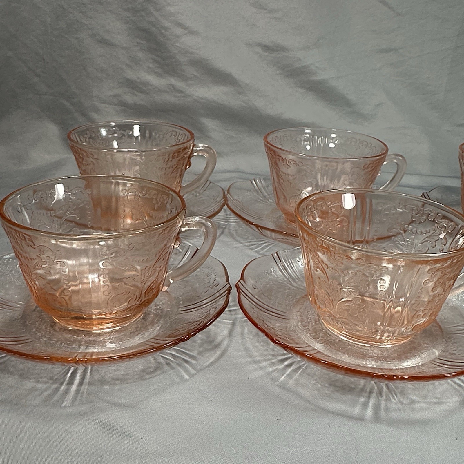 Vtg Macbeth Evans American Sweetheart Pink Depression Glass 2pc Cup Saucer Set