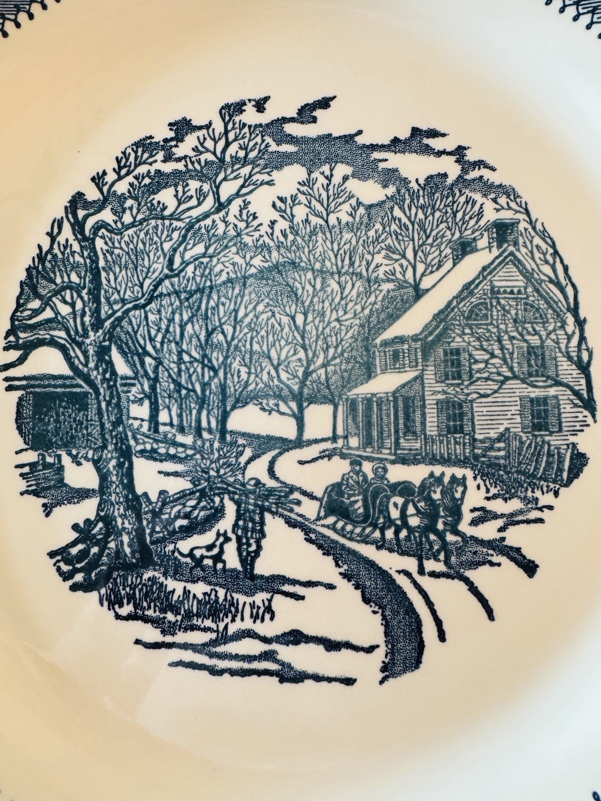 11″ Chop Plate (Round Platter) Country Life Blue by EDWIN KNOWLES