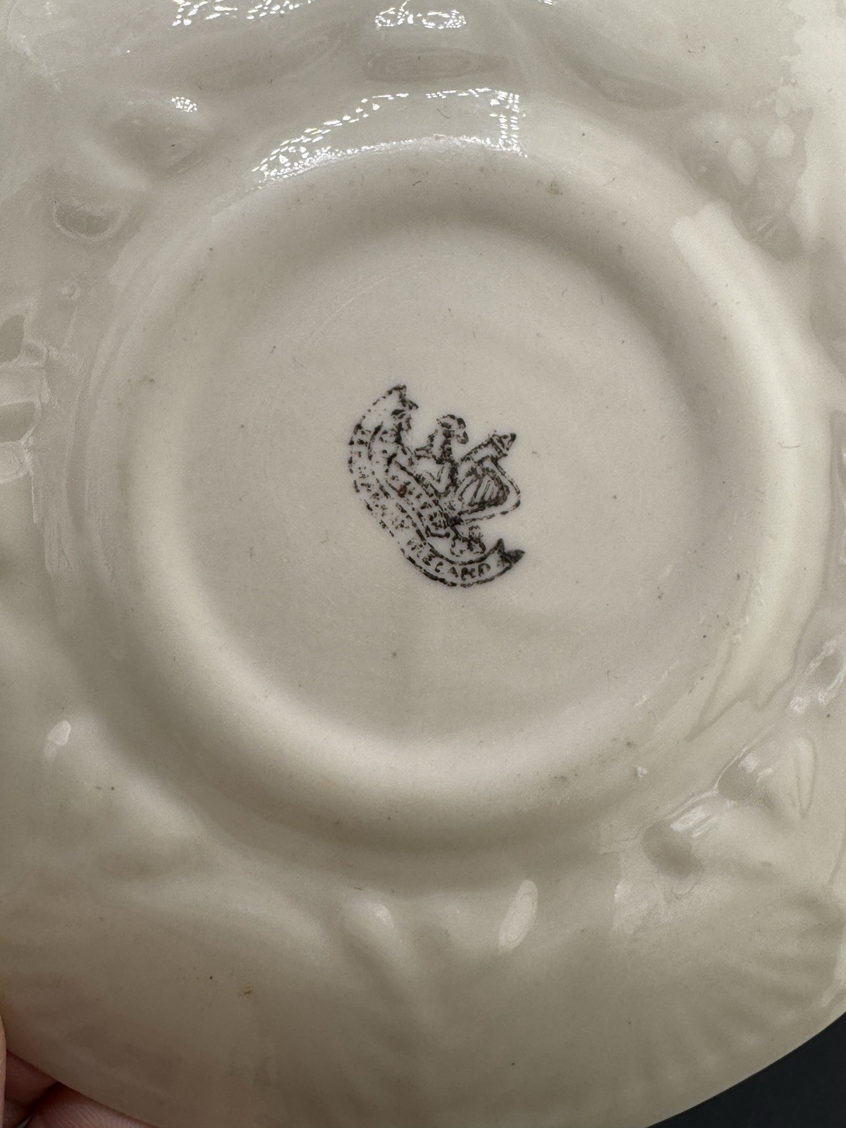 Belleek New Shell White Saucer 2nd Black Mark Excellent