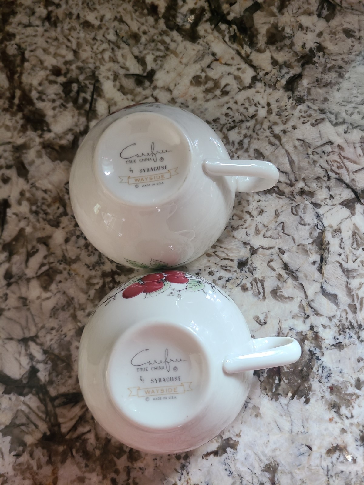 Vtg Carefree True China Syracuse Wayside Coffee Tea Cup Cherry Set/2 Cottagecore