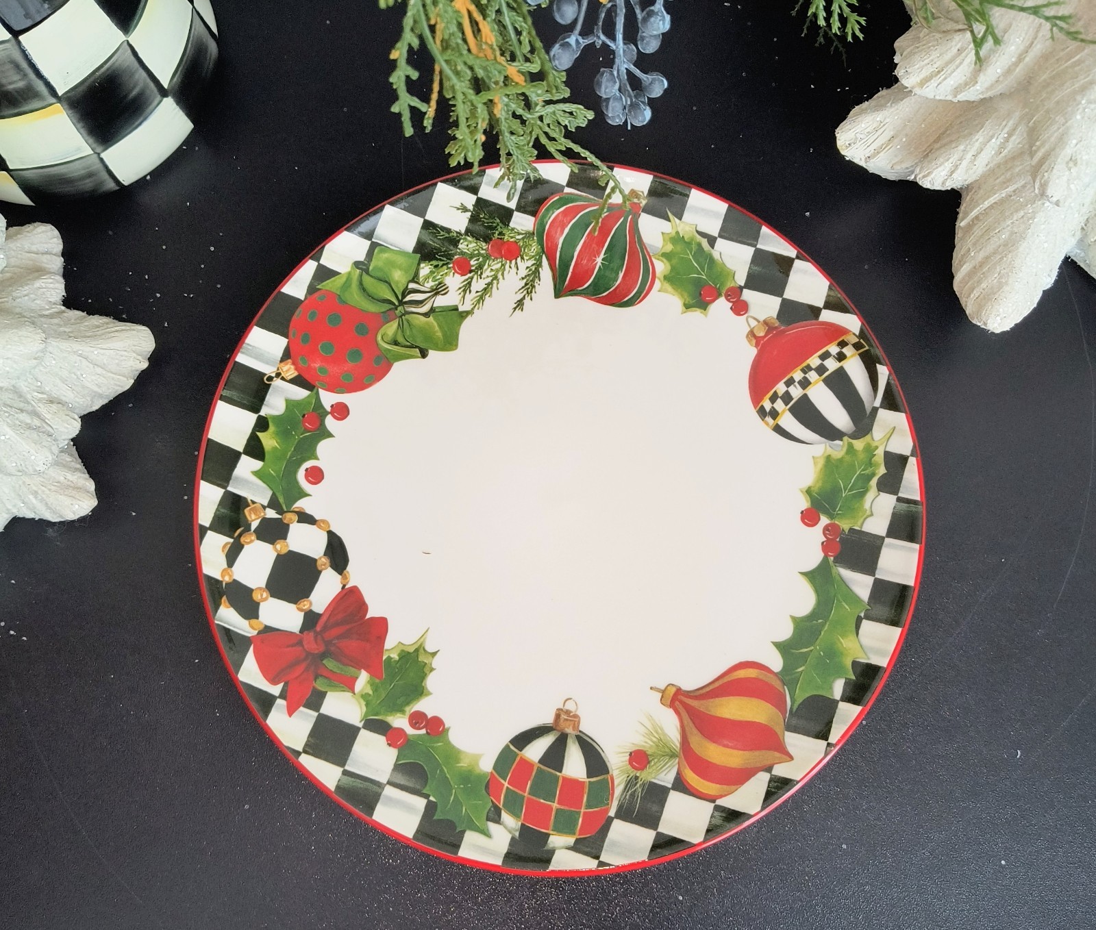 Mackenzie Childs Deck The Halls Dinnerware – 4 Piece Place Settings. NEW