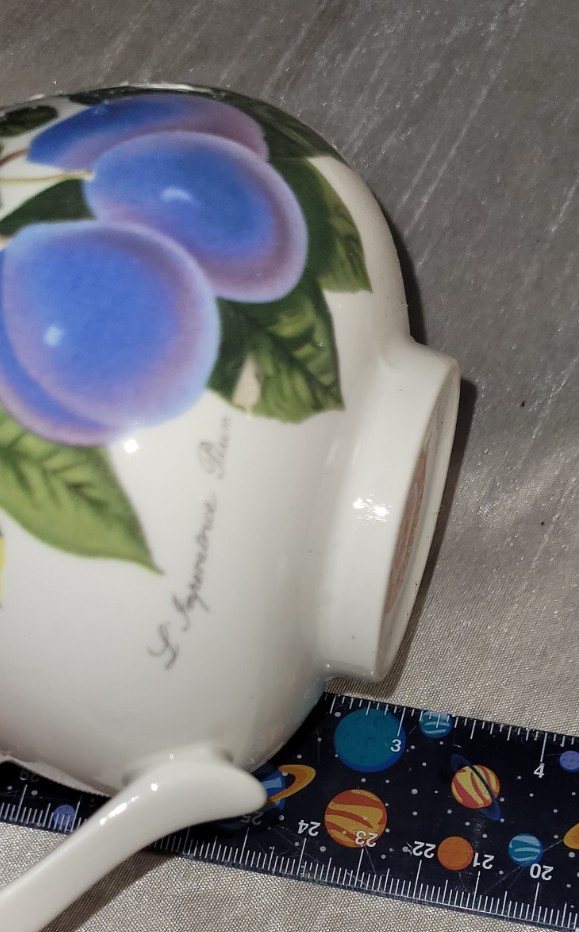 2 Portmeirion Pomona Goddess of Fruit: Red Currant & Plum Footed Ceramic Cups