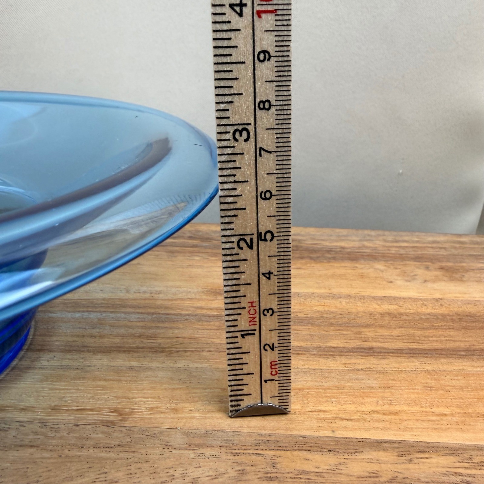 Vintage Blue Depression Glass Console Bowl Starburst Base UV Glow Manganese 9in