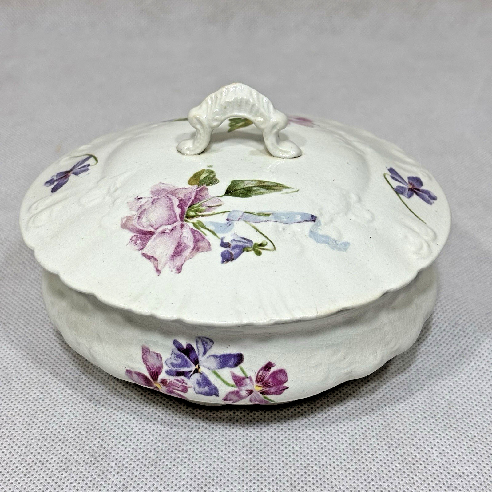 Vintage Ceramic Floral Covered Dish