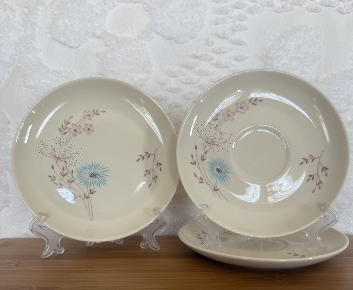 Taylor Smith Taylor Co Taylorton Echo Dell 1 Bread Plate 2 Saucers Vtg 1959