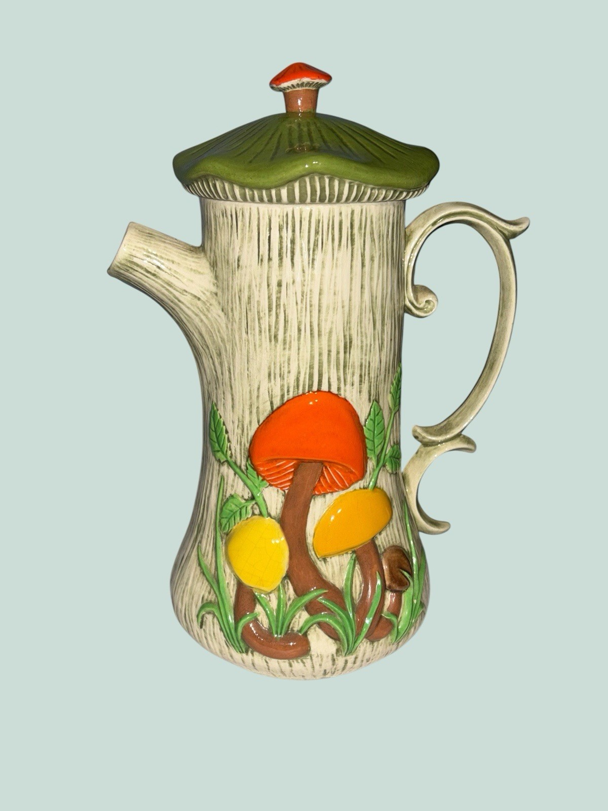 Vintage Arnel’s Mushroom Pattern Tea Pot With Lid And 1 Coffee Tea Mug