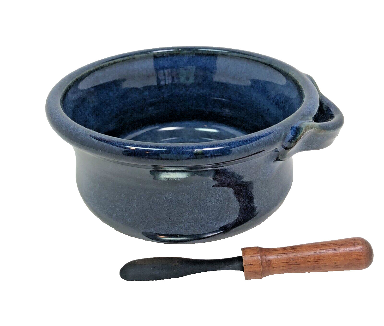 ART POTTERY Ceramic Cobalt Blue Bowl 5.25” and Spreader Knife Set