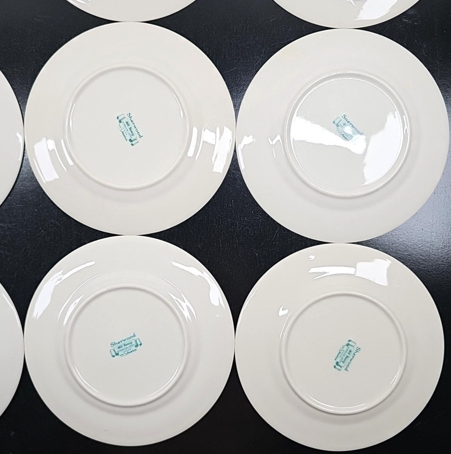 12 Syracuse China Sherwood Bread Plate Set Vintage Old Ivory Blue Laurel MCM Lot
