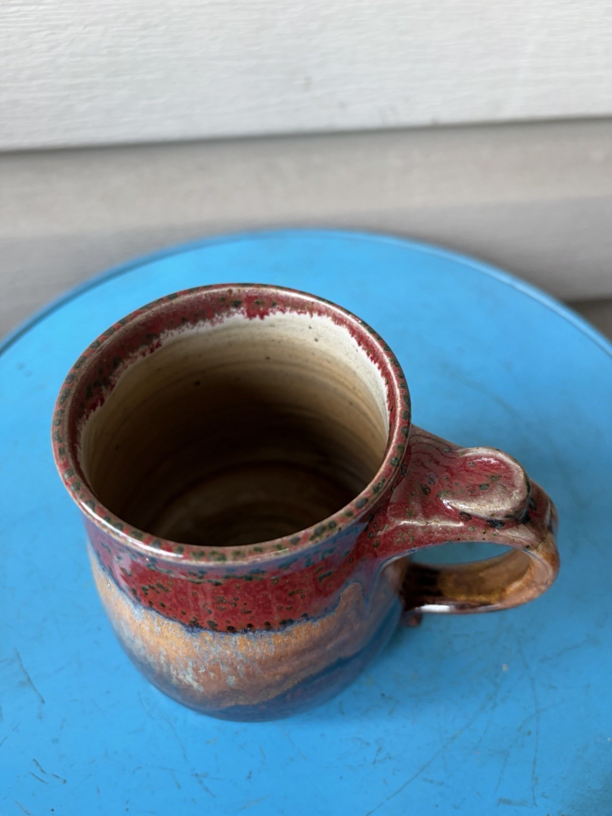 Mangum Studio Colorful Drip Folk Art Pottery Mug 2006 North Carolina 14oz