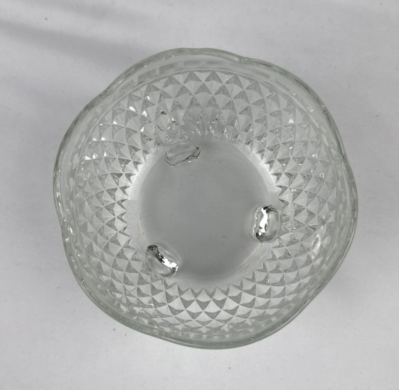 Vintage Indiana Glass Diamond Point Candy Dish Bowls Set of 4 Clear Pressed 5″
