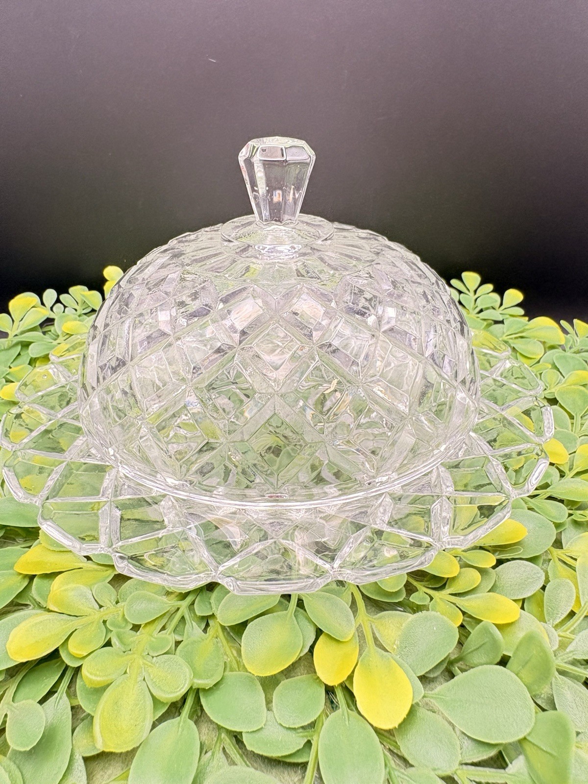 Vintage Clear Dome Covered Wexford Waffle Butter/Cheese Dish – Anchor Hocking