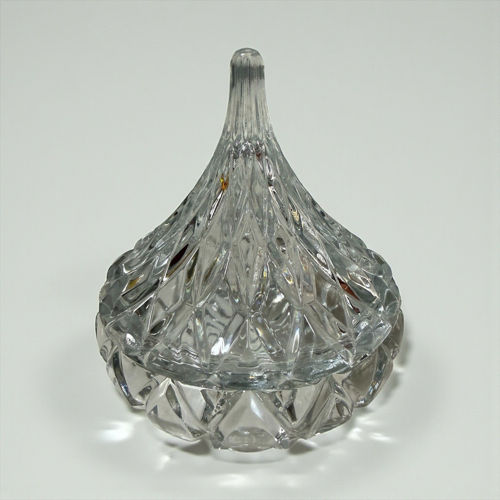 Hershey Kiss Shaped Pressed Glass Trinket Box Candy Dish