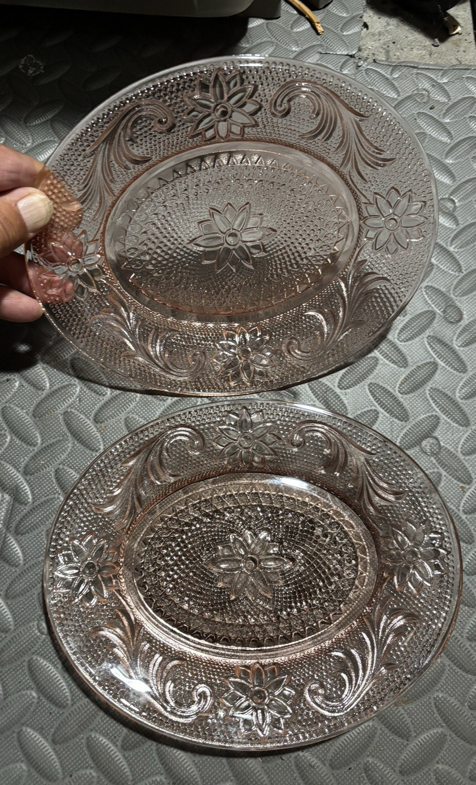 Indiana Tiara Pink Sandwich Glass Oval Snack Plates – Set Of 2