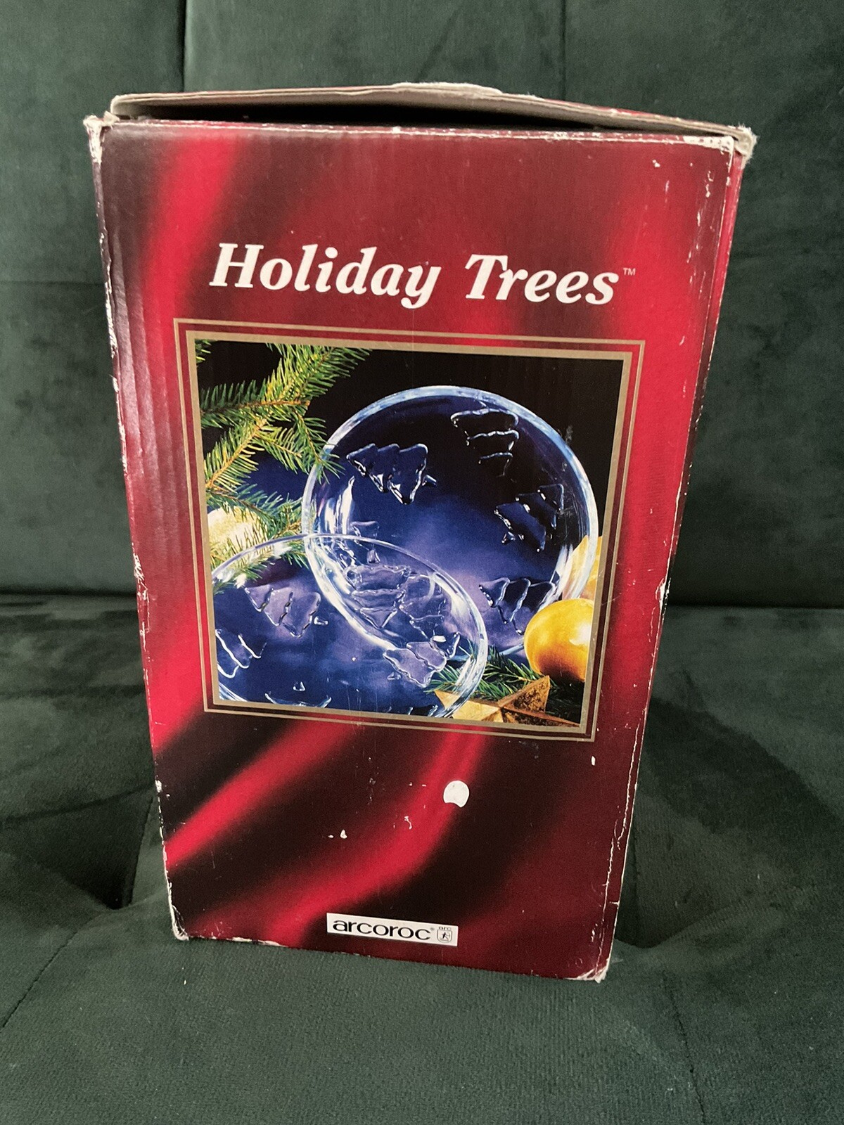 Arcoroc Glass Dessert Christmas Plates Holiday Trees 1 set of 8 in Original Box