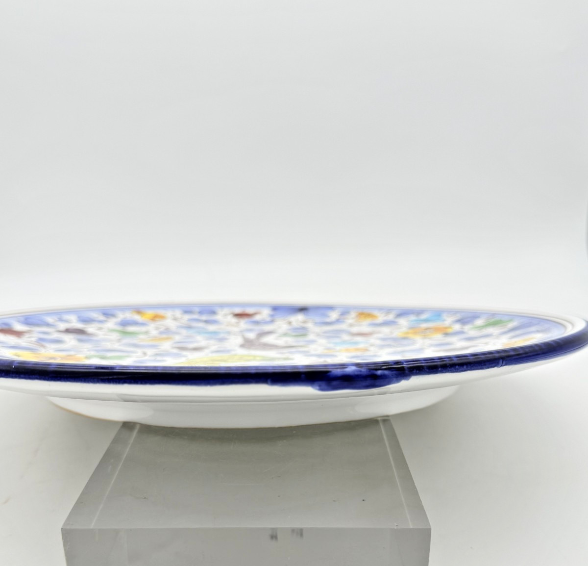 Vintage FIMA Deruta Italy Hand Painted Majolica Charger 12″ Birds Floral Plate