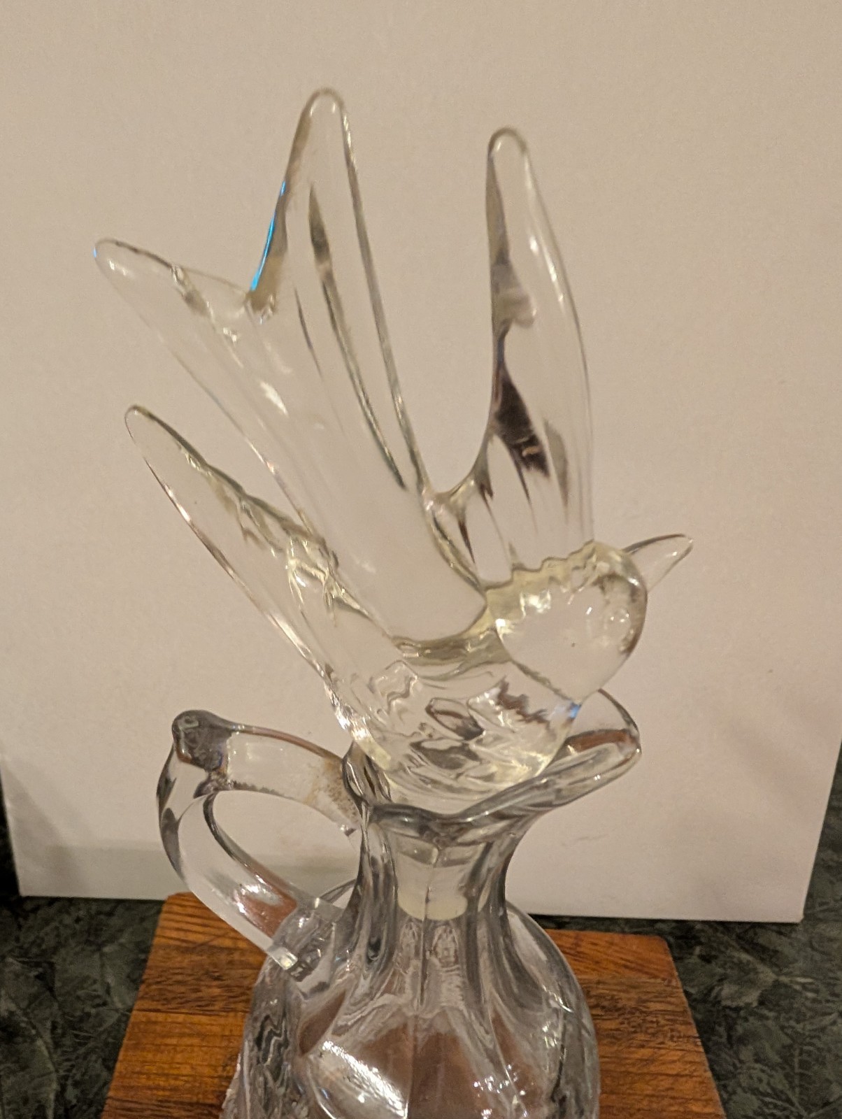 Antique ABP American Brilliant Cut crystal cruet crystal bird stopper. AVC