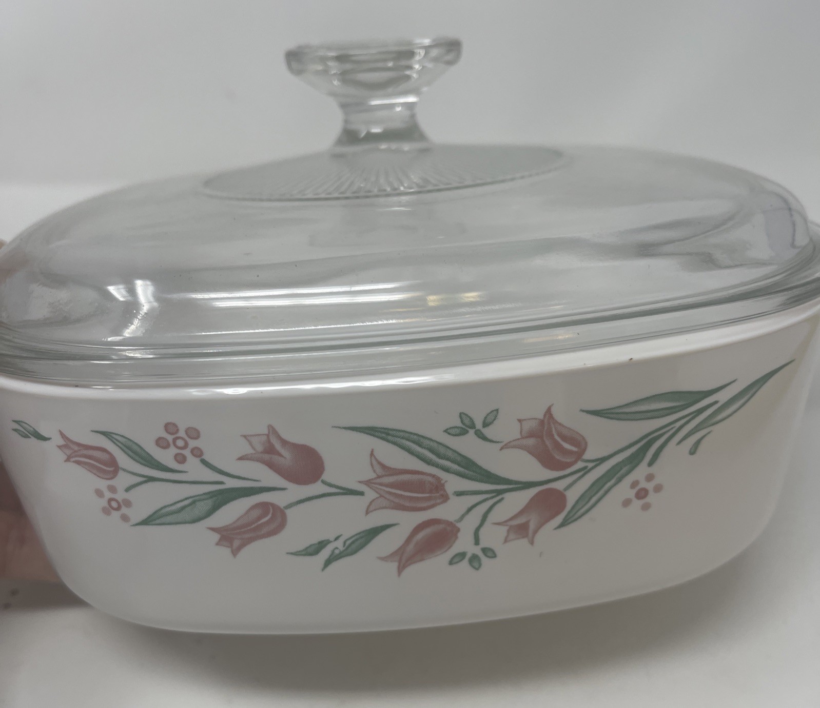 3 VTG Corning Ware Casserole Dishes w/ Lids A-1-B & A-2-B Rosemarie Pink Tulip