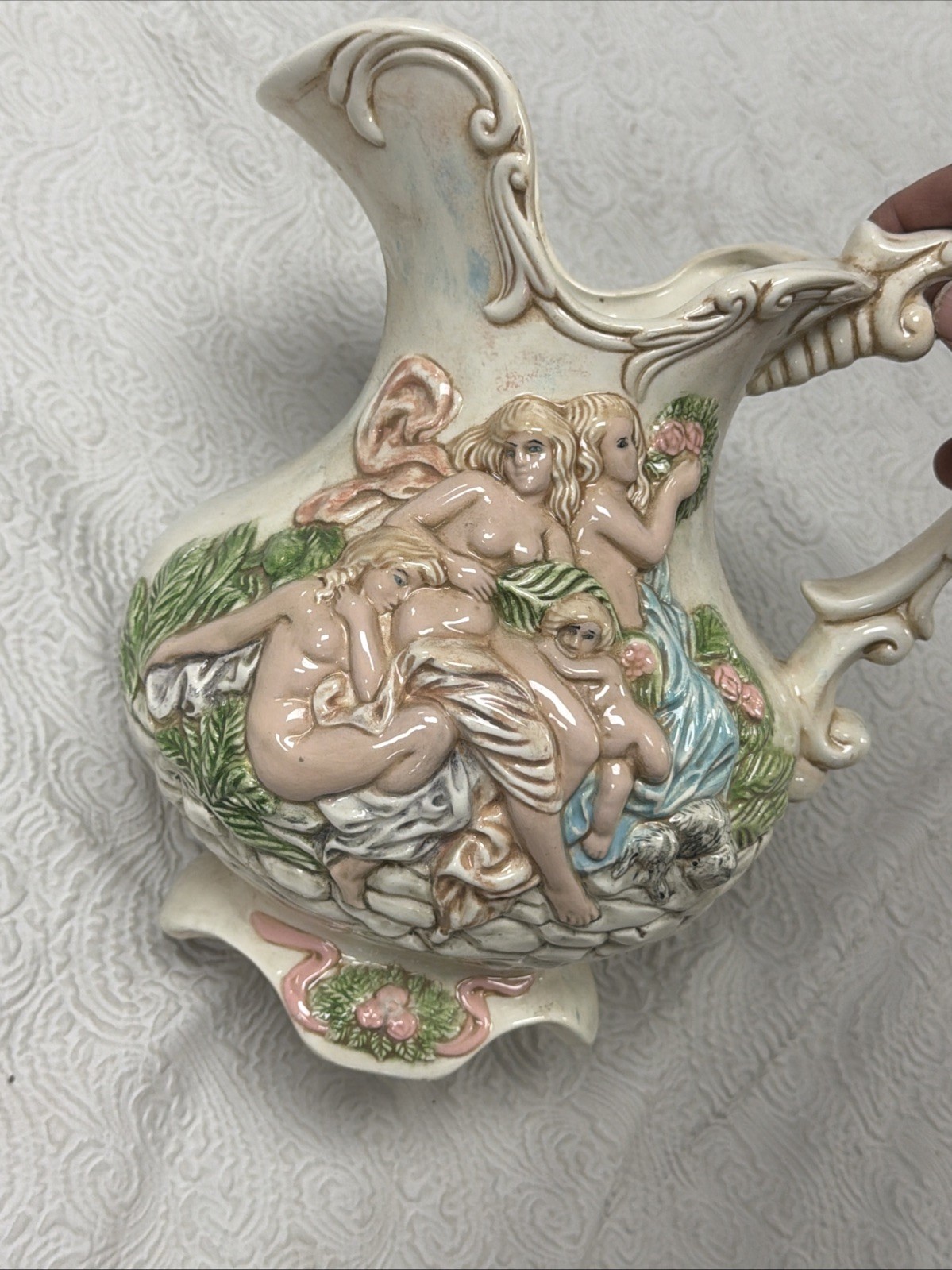 Vintage Capodimonte Hand-Painted Depicting Nudes Cherubs and Classical Figures