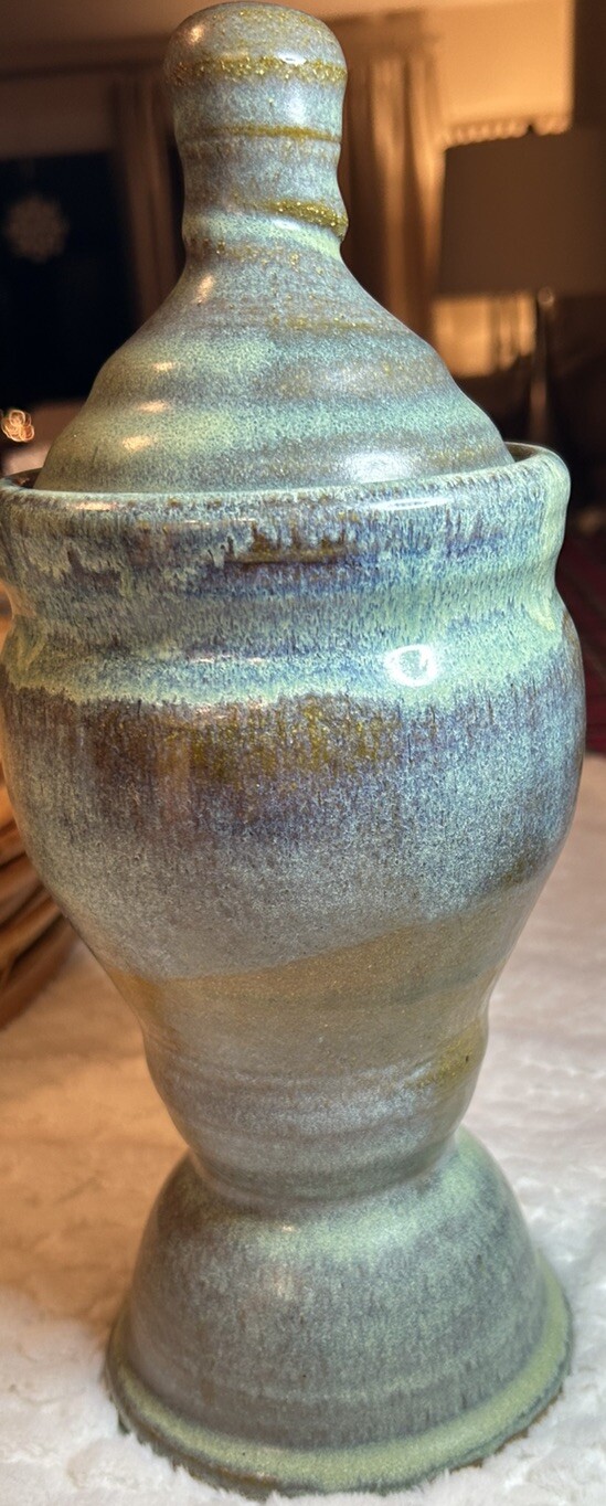 Handcrafted Stoneware Canister with Lid Studio Pottery 10 1/2” Tall Home Decor