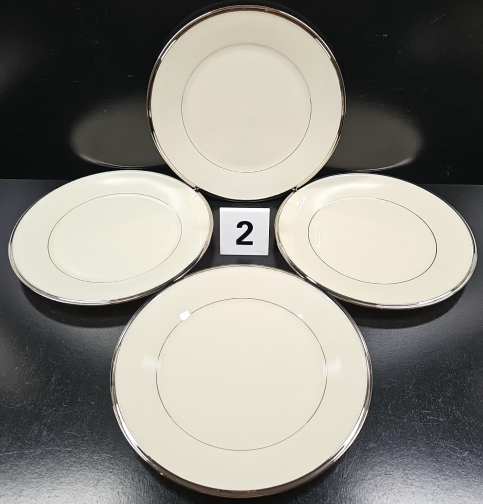 4) Lenox Solitaire 5 Pc Place Setting Vintage Elegant Platinum Dining Dishes Lot
