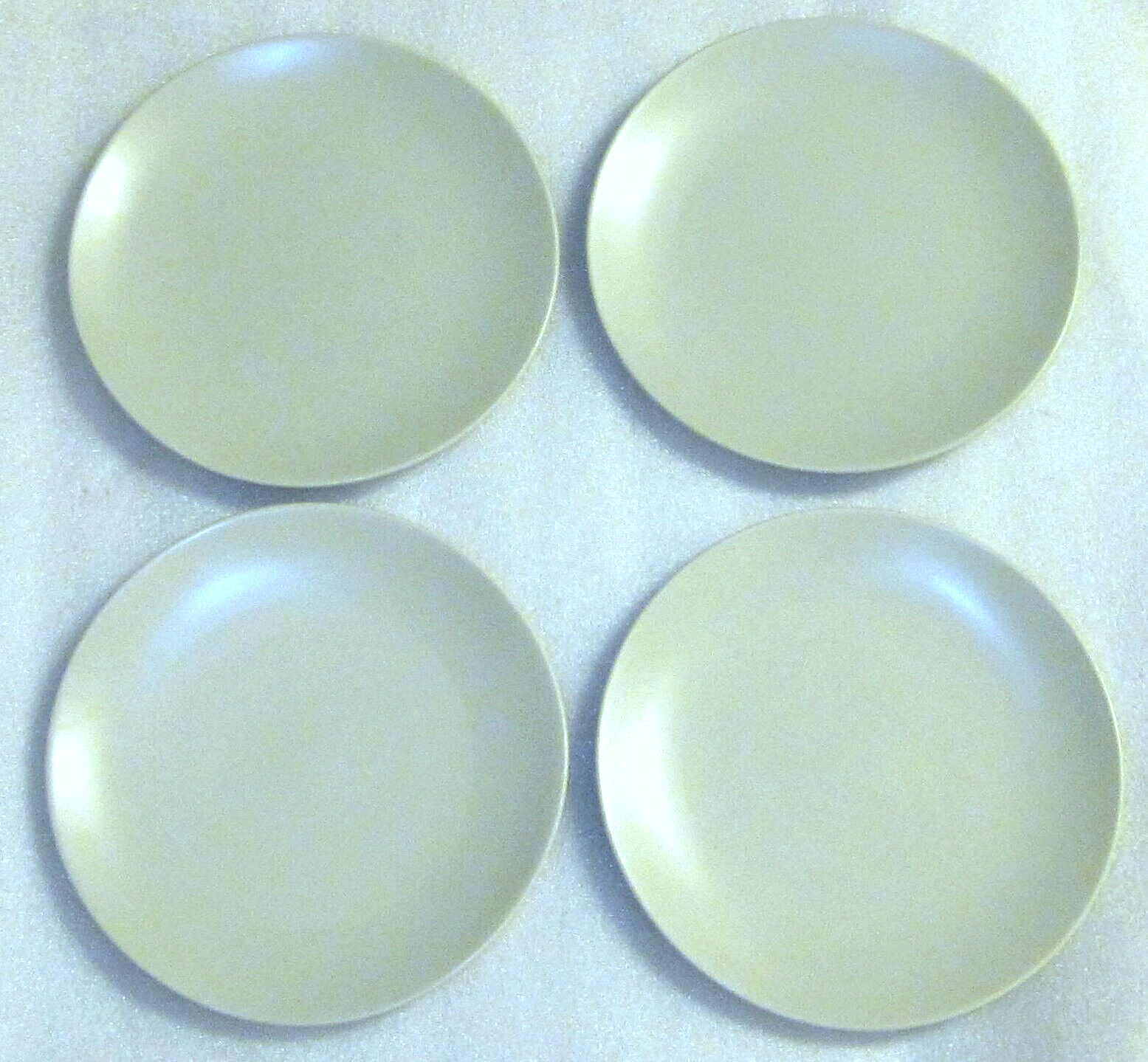 SET 4 IKEA 7 7/8″ BEIGE TAN PALE GREEN COUPE SALAD PLATES THAILAND 10866 DINERA