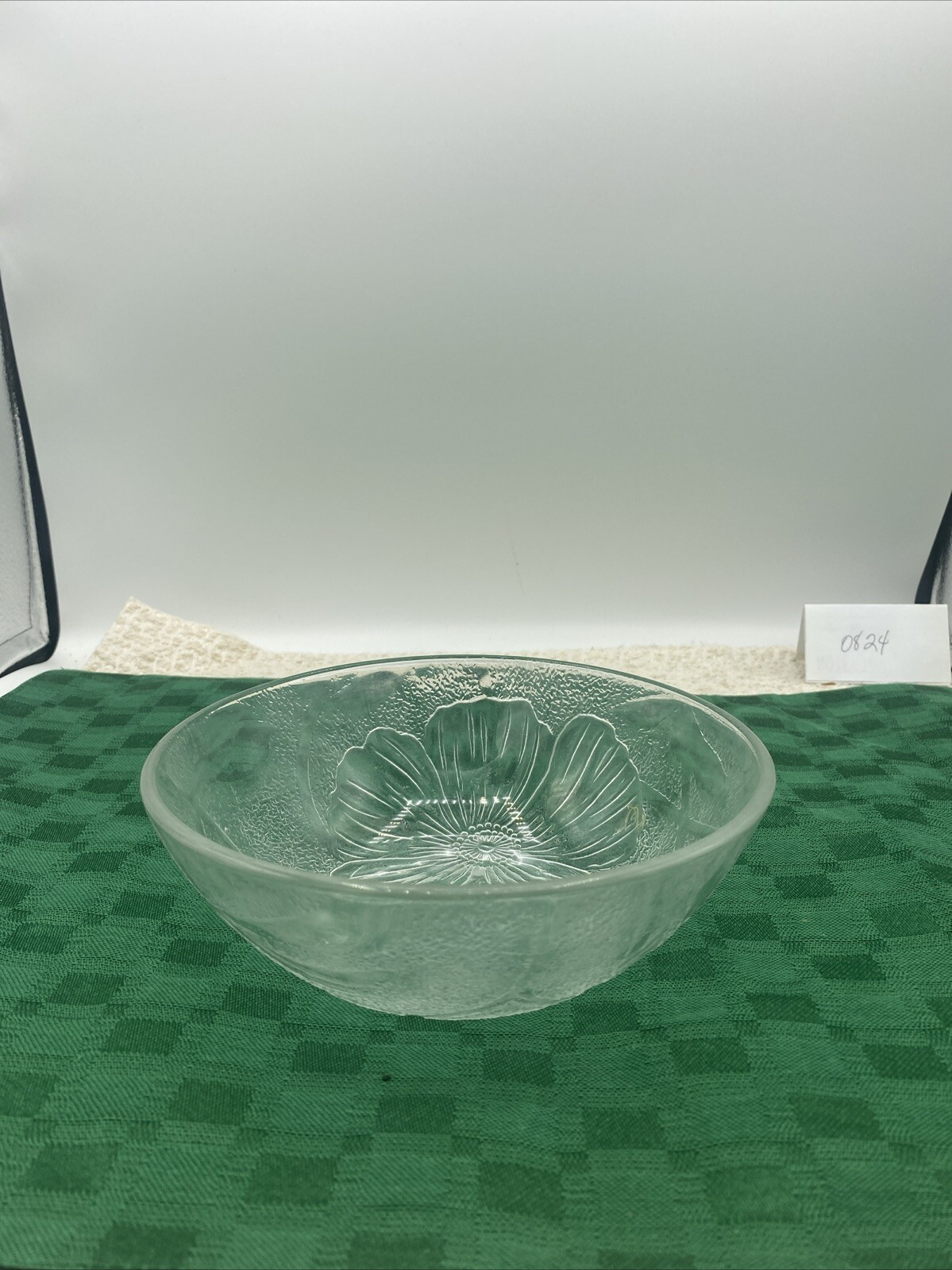 Vintage Glass Bowl With Hibiscus Flower Design By KIG Glass 6 5/8″