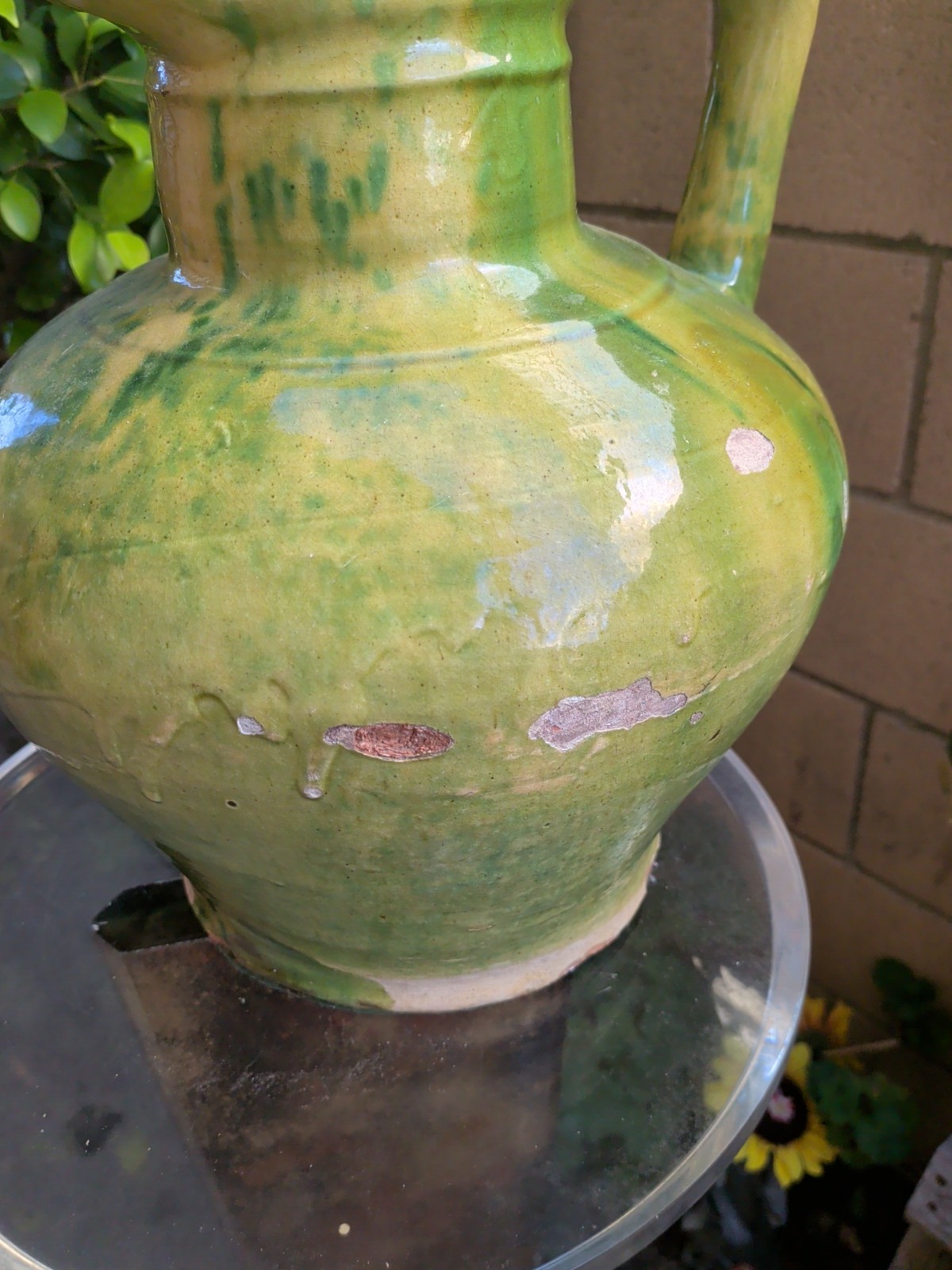 FRENCH ANTIQUE WATER JUG POTTERY VINTAGE CRUCHE EARTHENWARE CERAMIC VESSEL