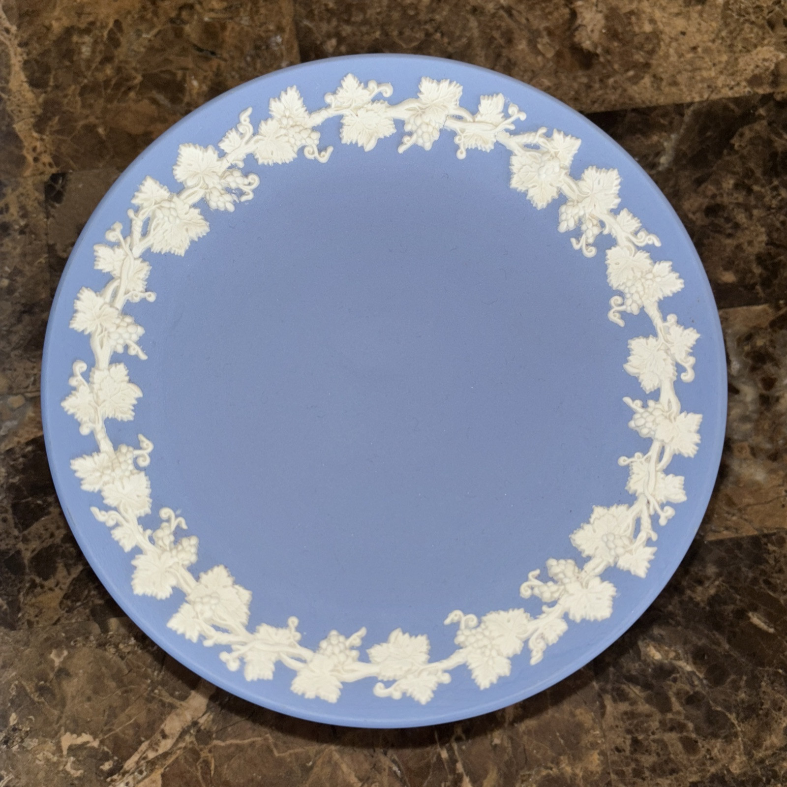 Vintage Wedgwood Blue Jasperware Compote Candy Dish Footed Pedestal 6”