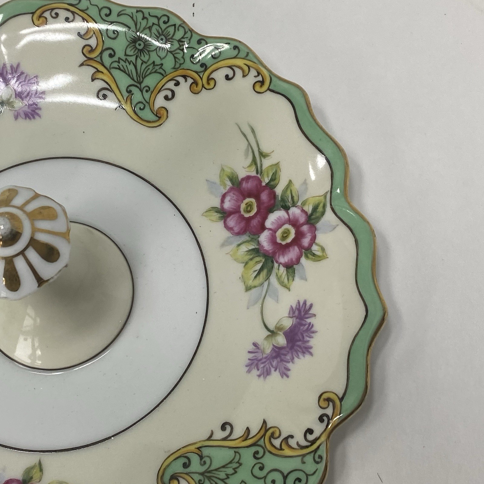 Noritake Morimura Nut Candy Mint Lemon Server Porcelain Mint Green Lavender Dish