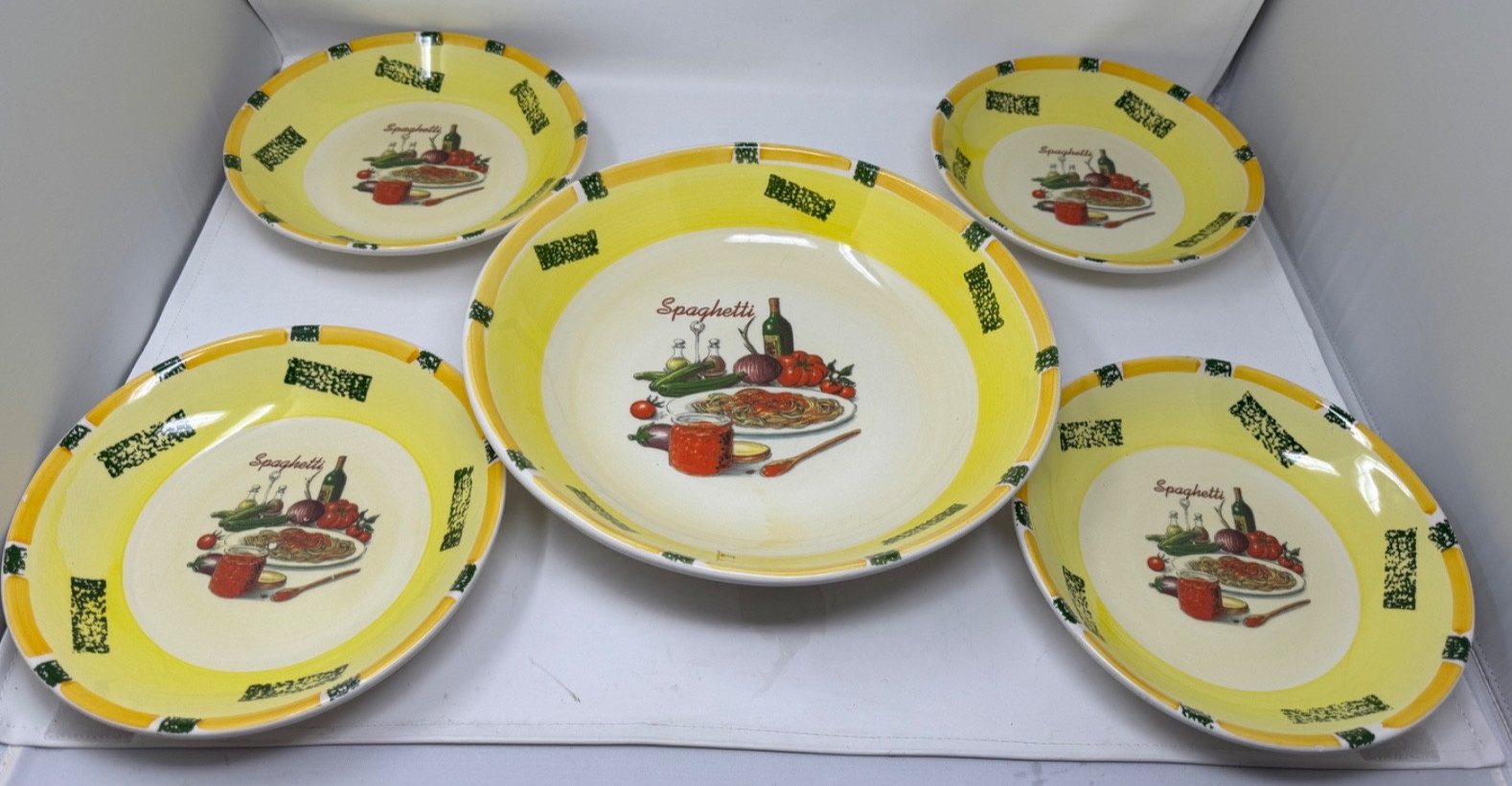 Italian Pasta Spaghetti Set – 4 Bowls + Lg Serving Bowl C. M. S. IMTRADA Italy