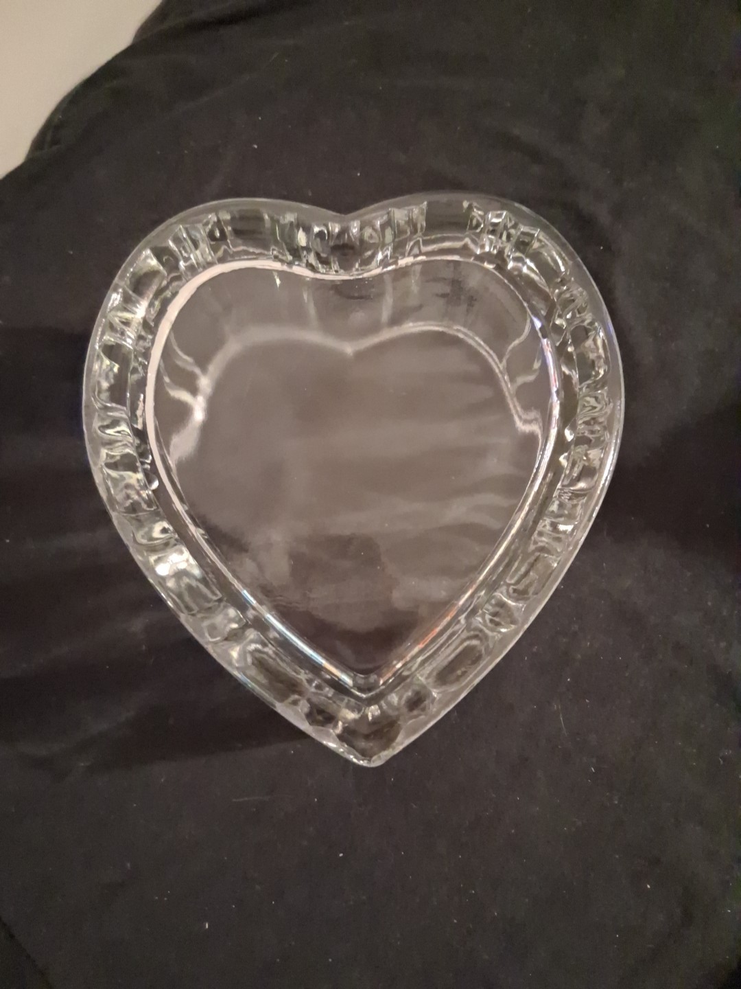 Vintage Crystal Glass Heart 3 Inches Deep 5.5 Inches Wide Mint Condition