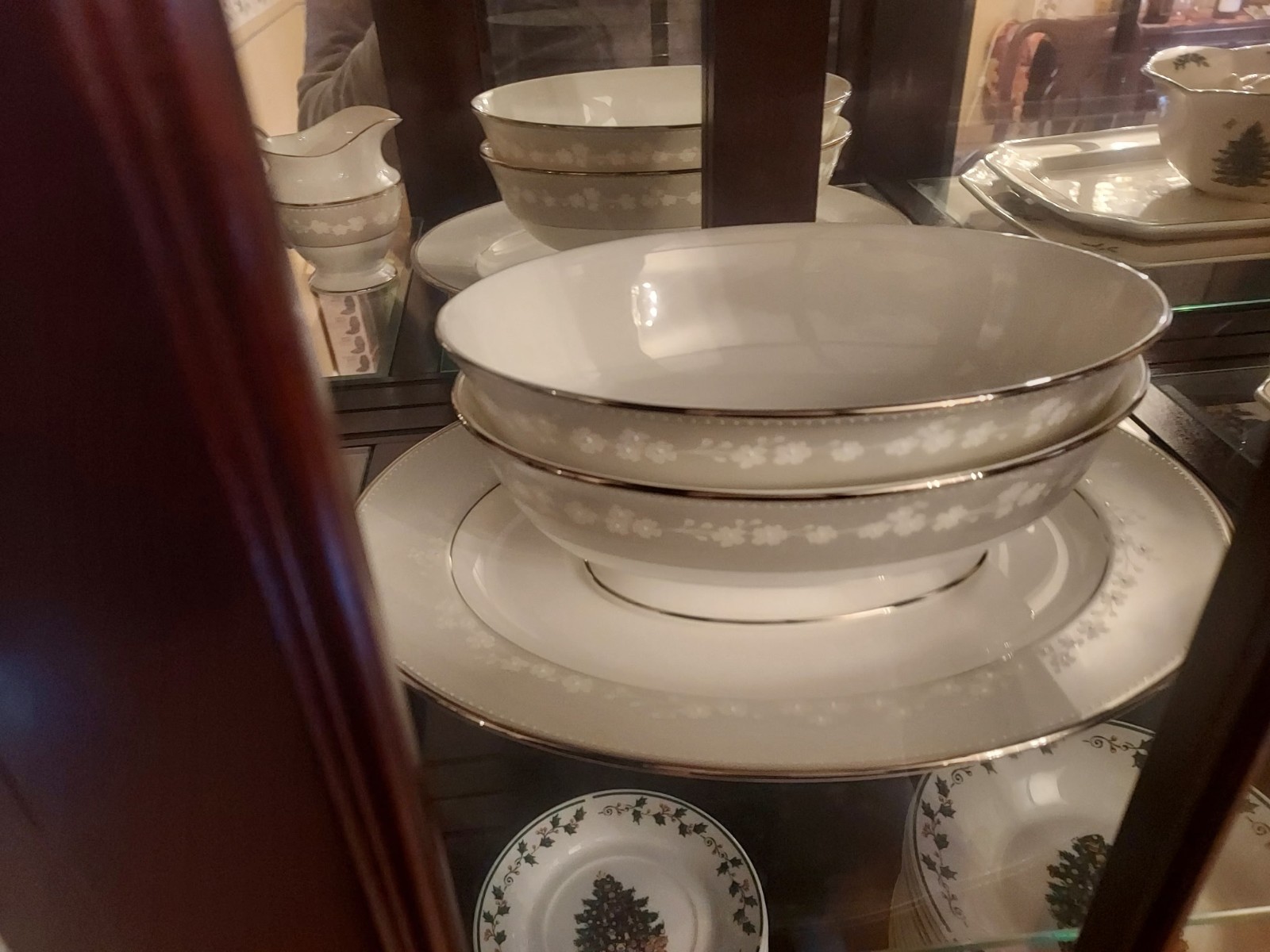 Lenox Bellina Classics Collection Bone China Serving Set White Gray Decorated