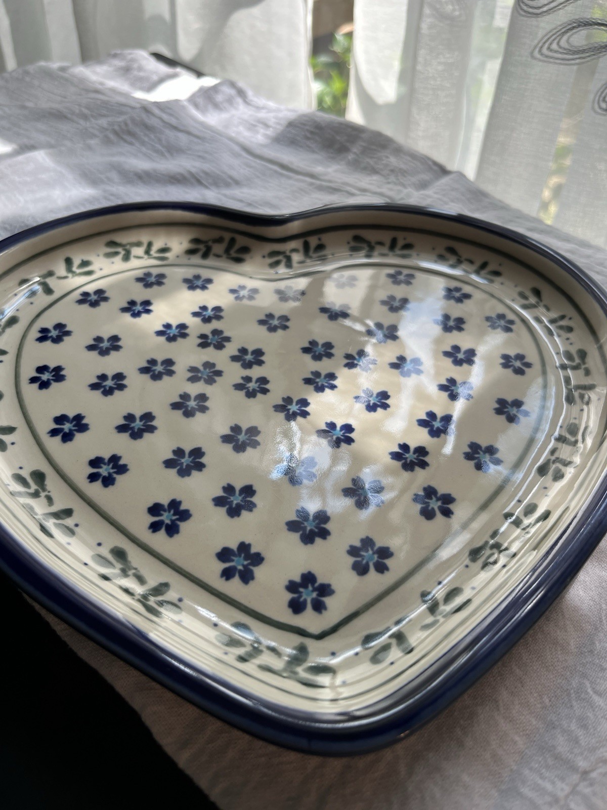 Polish Pottery Heart Shaped Dish Platter
