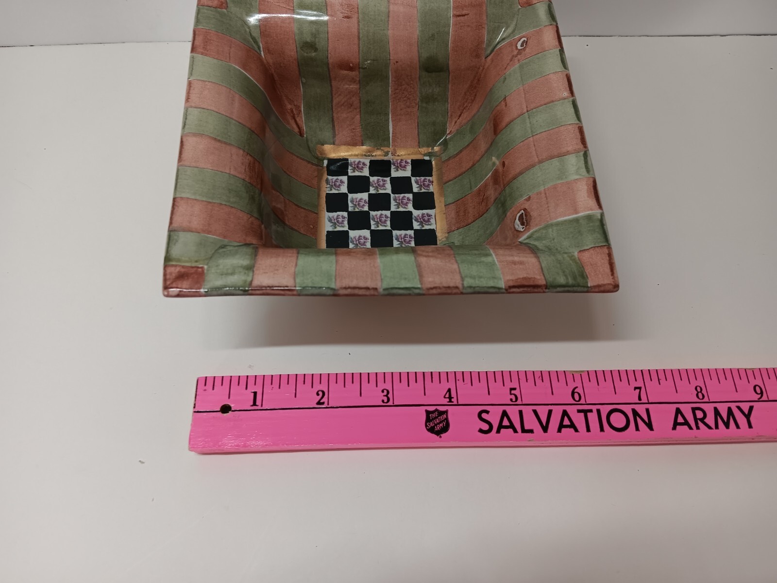 MacKenzie Childs Torquay Palm and Devon / Buttercup Bowl Dish 6″ square EUC!