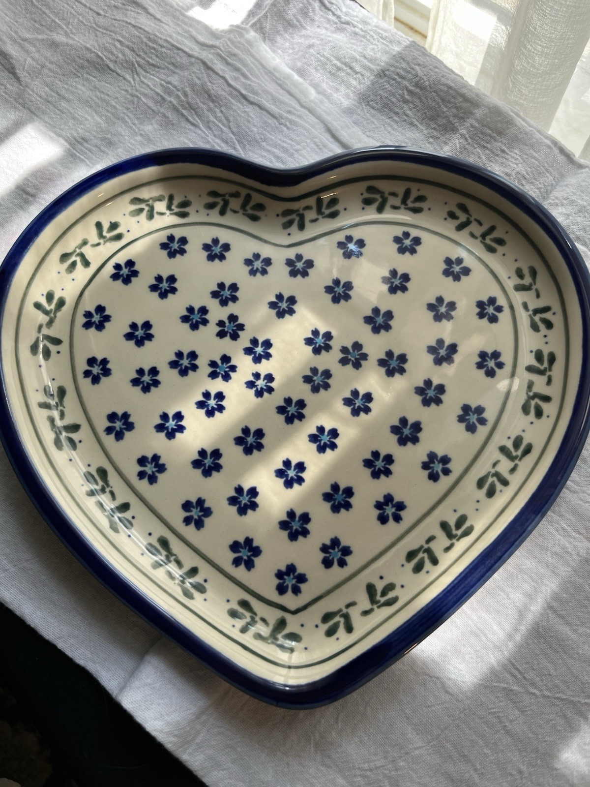 Polish Pottery Heart Shaped Dish Platter
