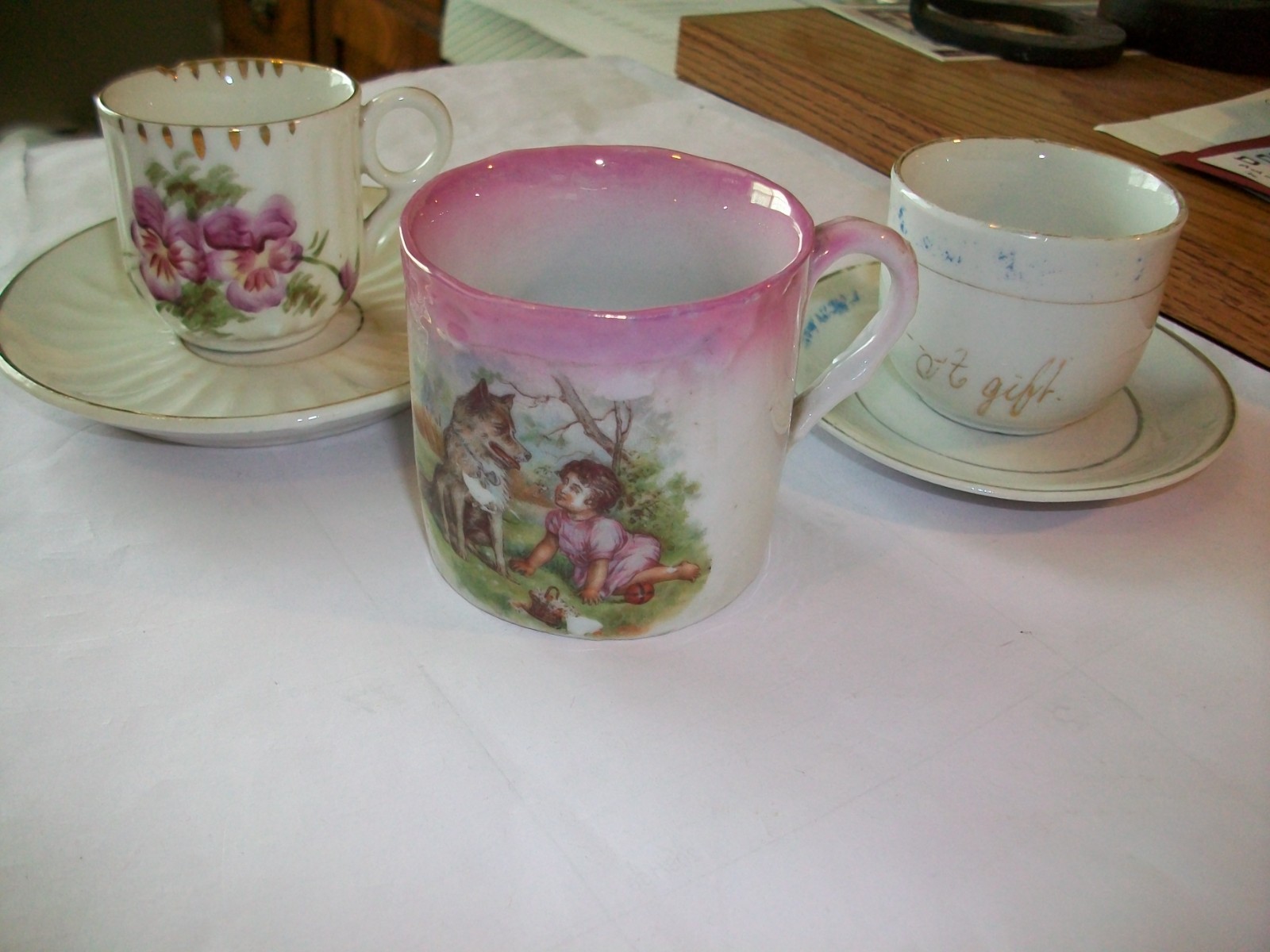 Mixed lot of 3 Porcelain Demitasse Cups & Saucers