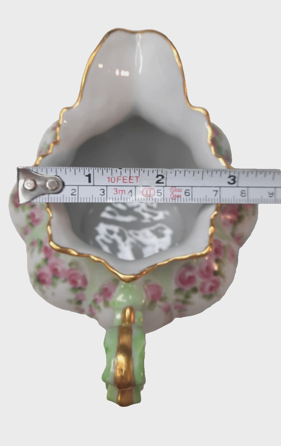 Antique-MZ Austria-Porcelain Creamer Pitcher-933-Pink Rose Garland-Art Nouveau