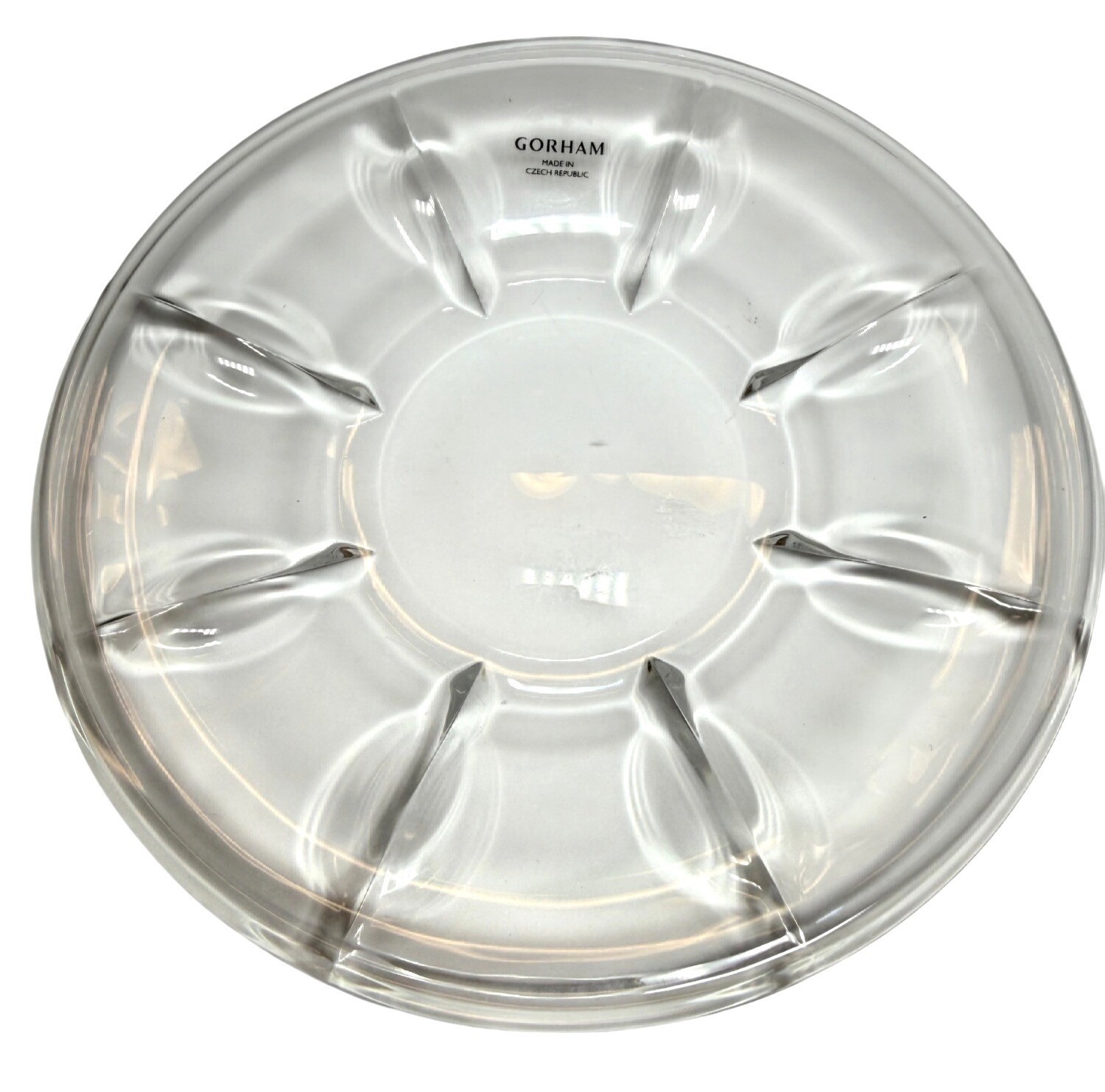 4 Pc Gorham Crystal 7″ Salad Dessert Plates Signed Clear Glass Elegant Dining