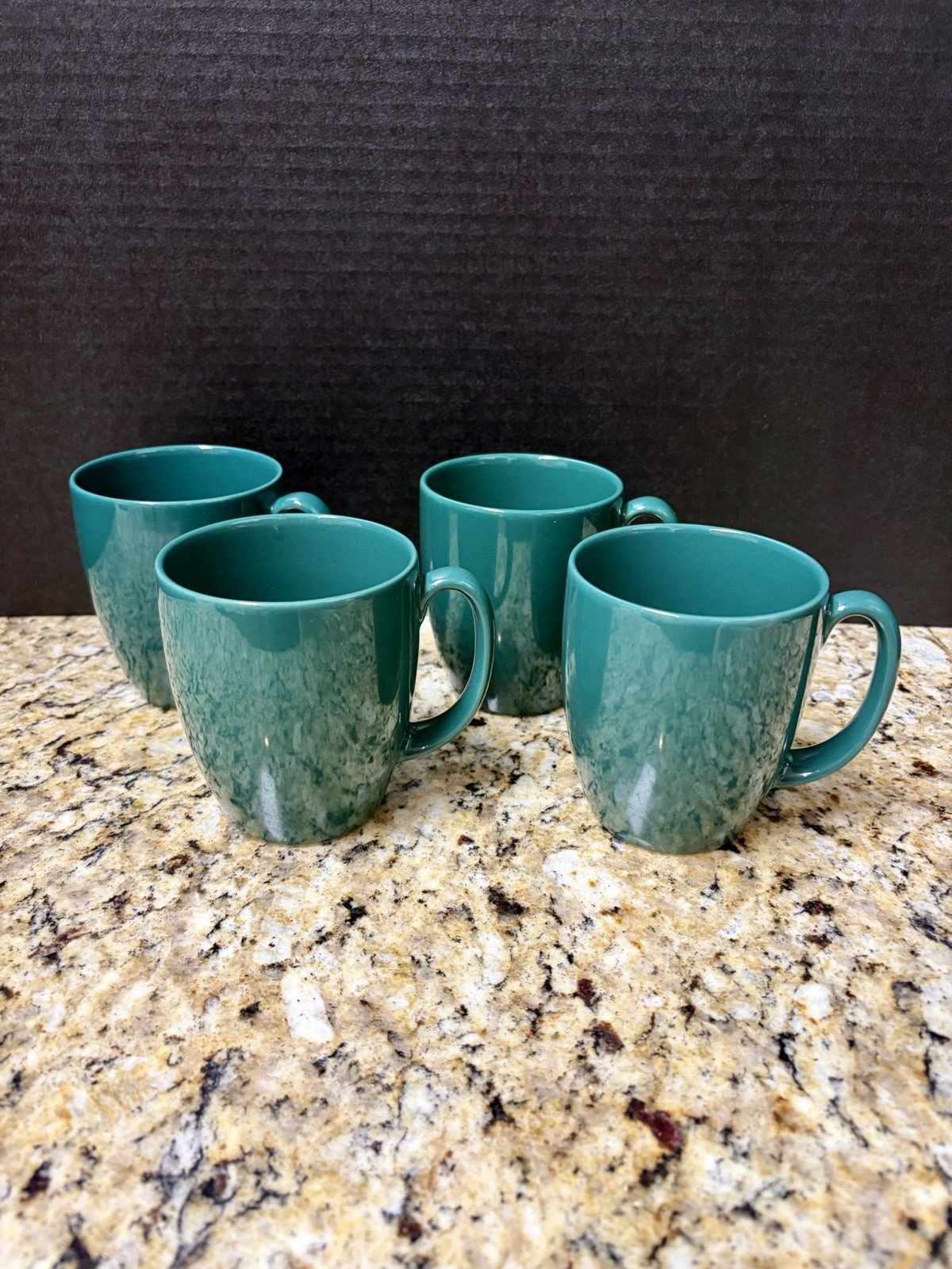 Corelle Stoneware Set Of 4 Dark Green Mugs