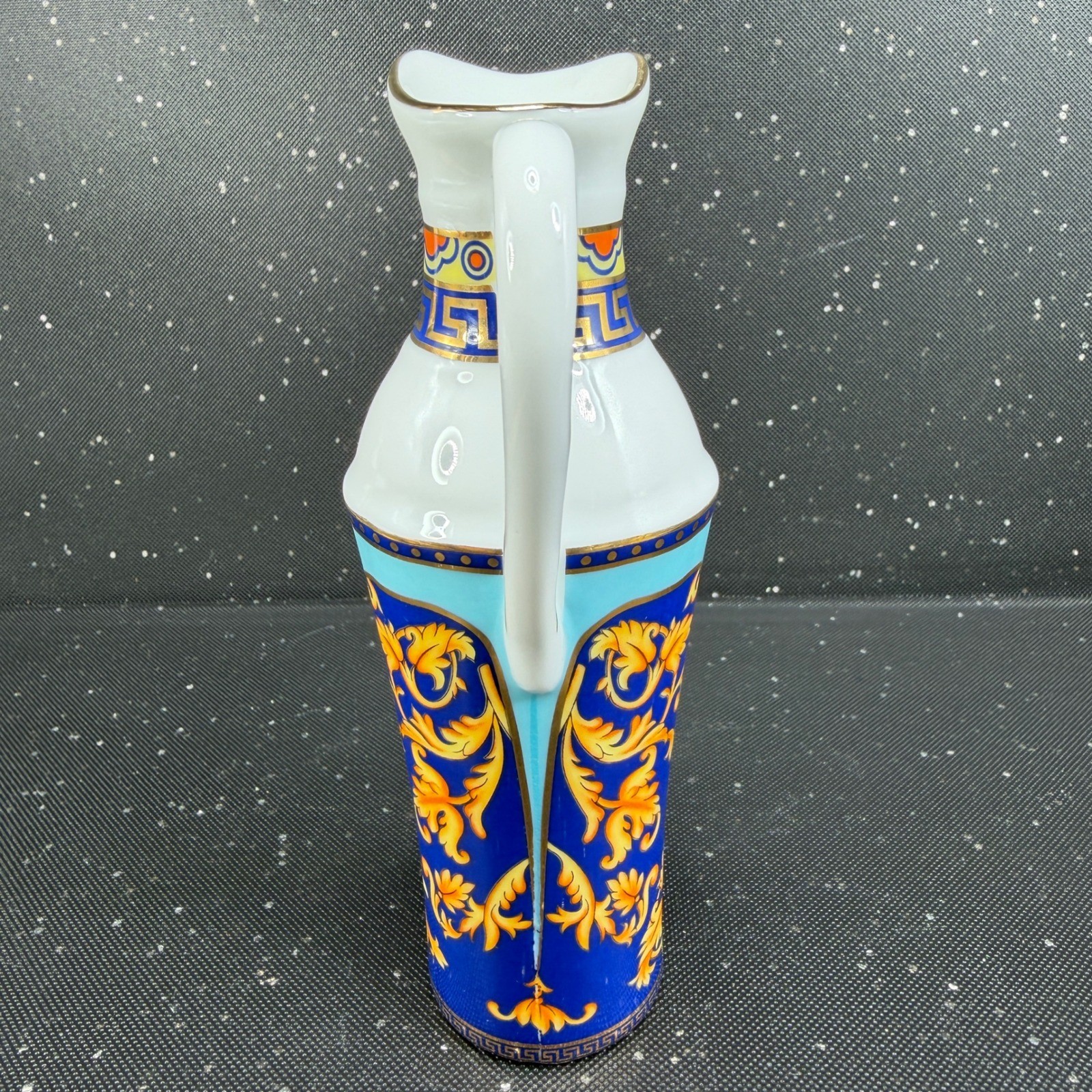 Limoges Casa Elite Bacchus God of Wine Cruet Set 2 Porcelain Jars Blue Gold