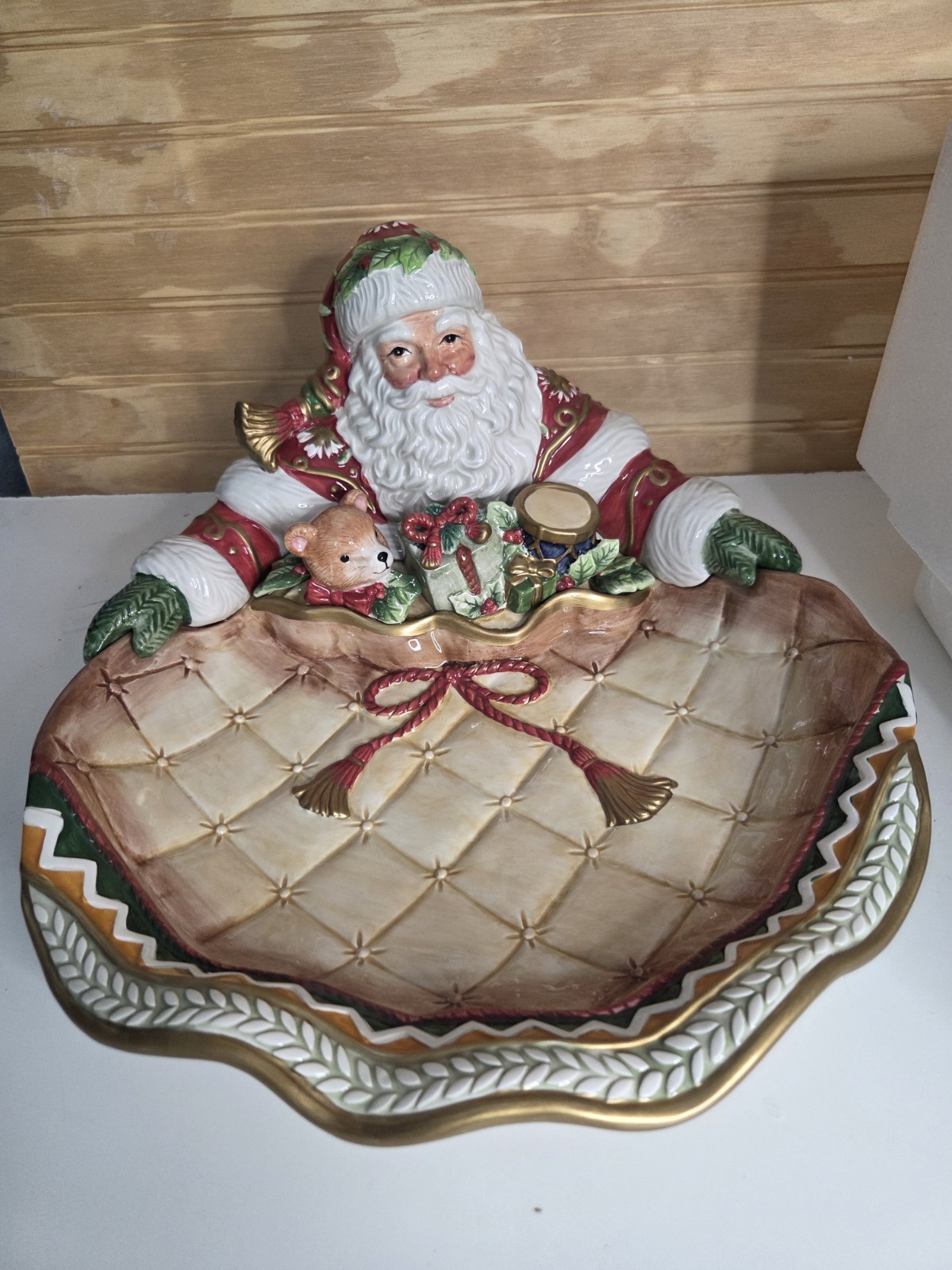 Fitz And Floyd Holiday Home Santa Server Serving Bowl Platter Vintage XLarge