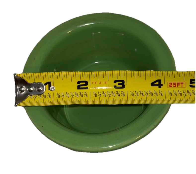 Green Stoneware Pottery Bowl Glossy Finish Round 3.5in Diameter