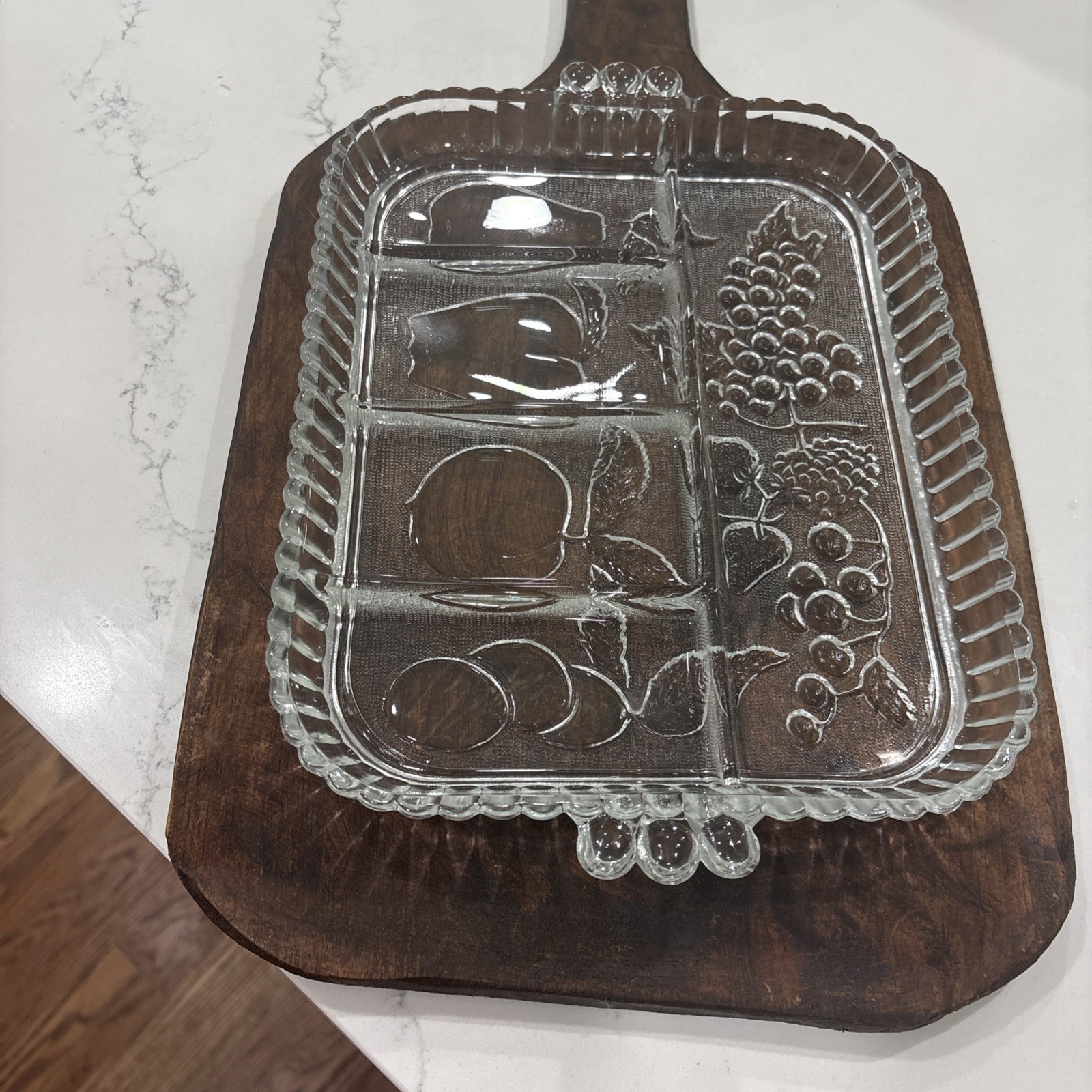 Vintage Indiana Glass Divided 5 Part Serving Relish Tray Platter Dish Fruit…EX
