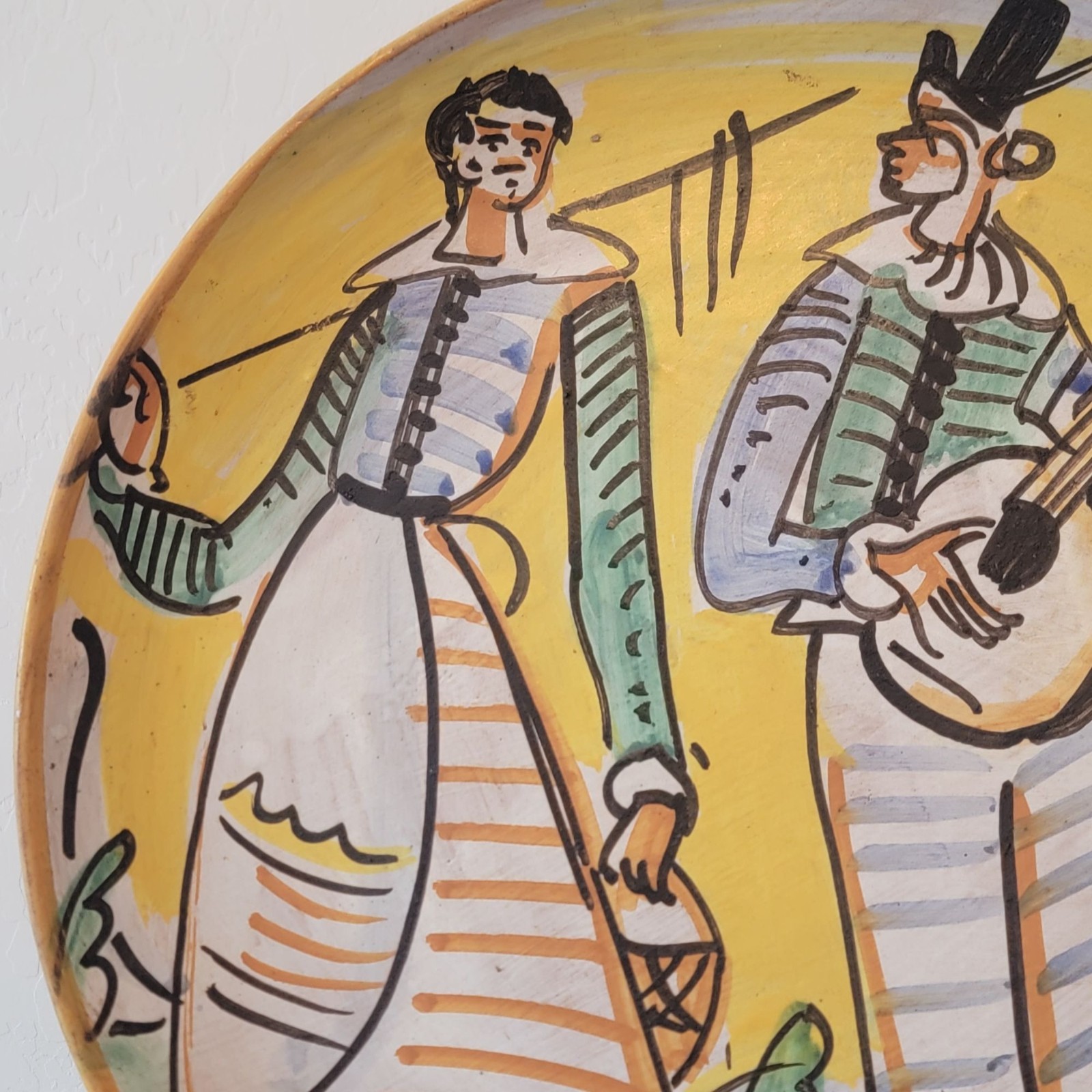 Vintage Montelupo Italy Decorative Plate 15.5″ Courting Couple Signed E Zoya